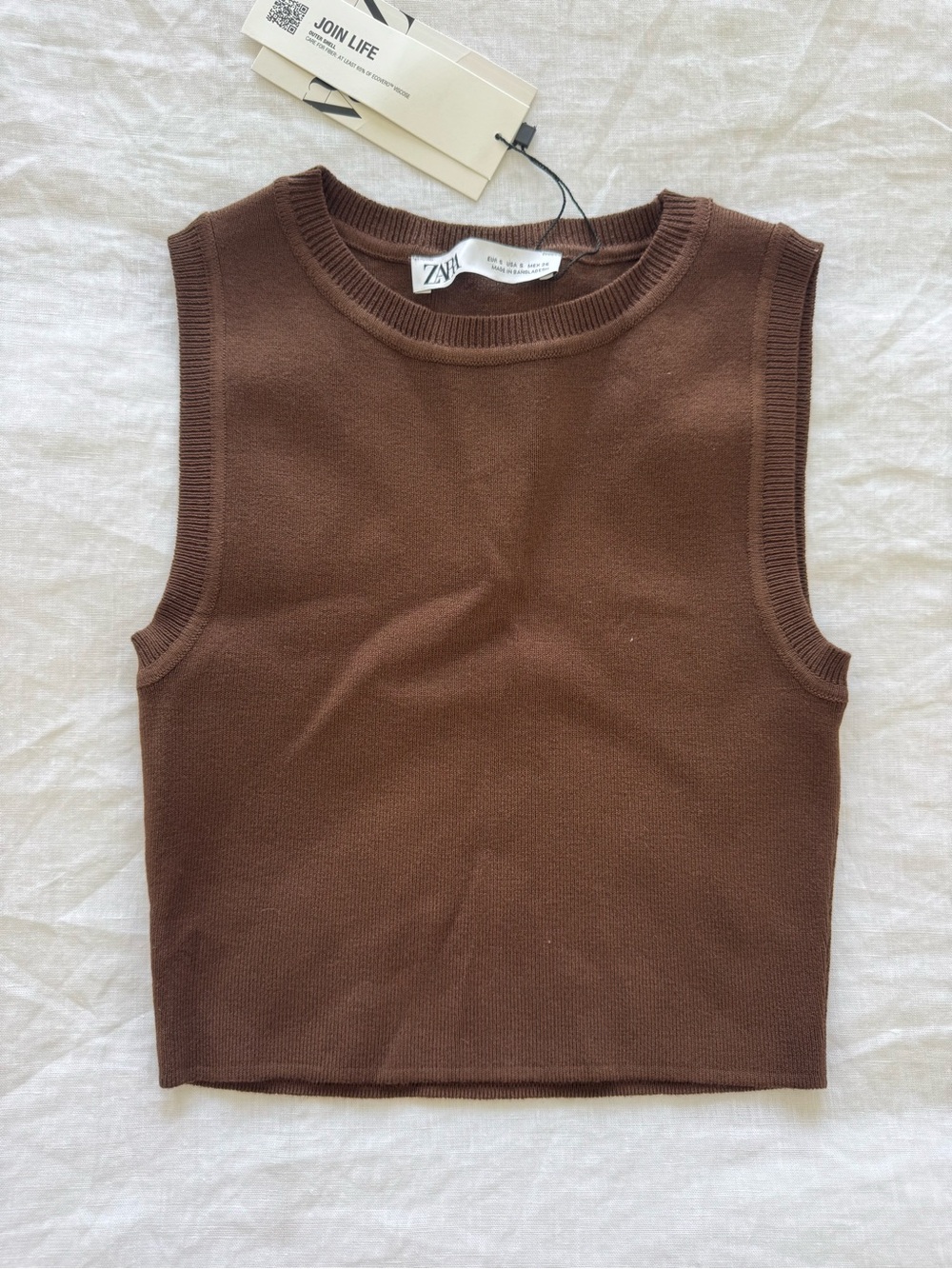 ZARA Chocolate Brown Sleeveless Knit Tank